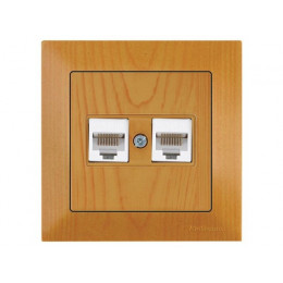 Розетка компьютерная 2xRJ45 (Cat5e, скрытая) дуб, DARIA, MUTLUSAN