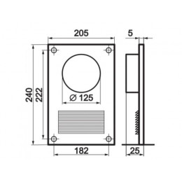 Площадка торцевая 254 с решеткой и фланцем d=125мм ZERNBERG