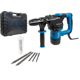 Перфоратор BULL BH 3202 в чем. 1500 Вт, 6,5 Дж, 32 мм, 2 реж. + 2 зуб., 3 сверла, SDS-plus