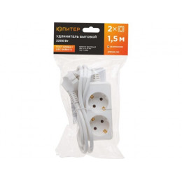 Удлинитель 1,5м (2 роз., 2,2кВт, с/з, ПВС 3х0,75) Юпитер