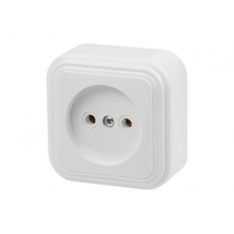 Розетка 1-ая (открытая, б/з) белая, Стандарт, Юпитер