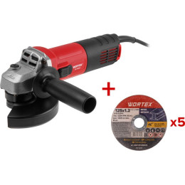 Одноручная углошлифмашина WORTEX AG 1209-3 в кор. 900 Вт, 125 мм, 11000 об/мин