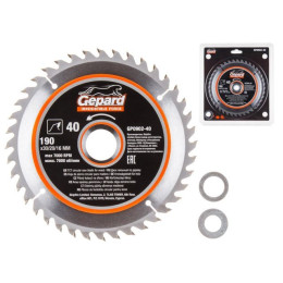 Диск пильный 190х30/20/16 мм 40 зуб. по дереву GEPARD