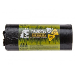 Мешки для мусора, 60 л, 50 шт, "Е-Ромашка", черные, РОМАШКА