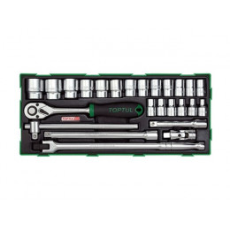 Набор-сет головок с принадлежностями 25предм. TOPTU