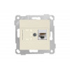 Розетка компьютерная 1xRJ45 (Cat5e, скрытая, без рамки) кремовая, RITA, MUTLUSAN