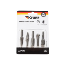 Набор борфрез (шарошек) по дереву, 5 шт KRANZ
