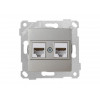 Розетка компьютерная 2xRJ45 (Cat6, скрытая, без рамки) титан, RITA, MUTLUSAN