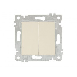 Выключатель 2-клав. (скрытый, без рамки, винт. зажим) кремовый, RITA, MUTLUSAN