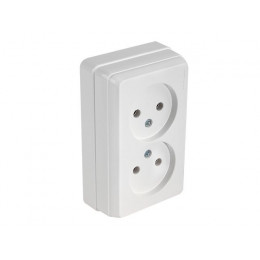 Розетка 2-ая (открытая, б/з, керамика) белая, BRON, MUTLUSAN