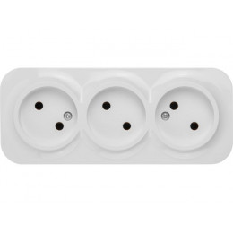 Розетка 3-ая (открытая, б/з) белая, Bailly, LEIDEN ELECTRIC