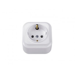 Розетка 1-ая (открытая, с/з) белая, Вариант, Bylectrica