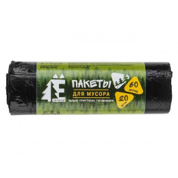 Мешки для мусора, 60 л, 20 шт, "Е-Ромашка", черные, РОМАШКА