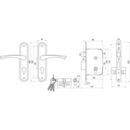 Замок врезной Омега ЗВ7.02 (медь)