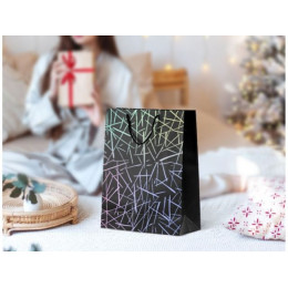 Пакет подарочный с ручками, 42х31х12 см., черный, серия Emma, PERFECTO LINEA