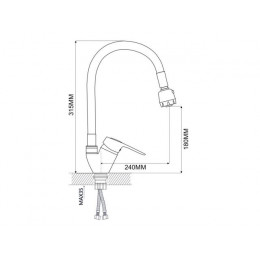 Смеситель для кухни D40-A, серия 240 черный, ECONOCE