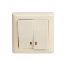 Выключатель 2-клав. (c подсветкой, скрытый, пруж. зажим) кремовый, DARIA, MUTLUSAN