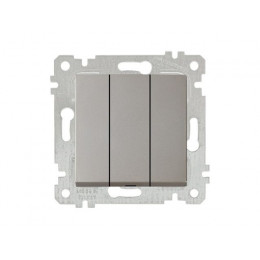 Выключатель 3-клав. (скрытый, без рамки, винт. зажим) титан, RITA, MUTLUSAN