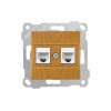 Розетка компьютерная 2xRJ45 (Cat5e, скрытая, без рамки) дуб, RITA, MUTLUSAN