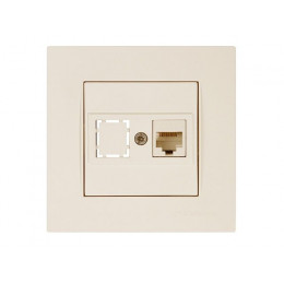 Розетка компьютерная 1xRJ45 (Cat6, скрытая) кремовая, RITA, MUTLUSAN