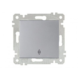 Выключатель проходной 1-клав. (скрытый, без рамки, пруж. зажим) серебро, RITA, MUTLUSAN