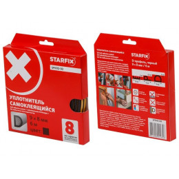 Уплотнитель "D" черный  9х8мм 6м (сдвоенный профиль 2х3м) STARFIX