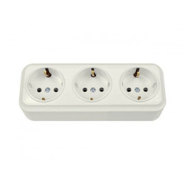 Розетка 3-ая (открытая, с/з) бежевая, Вариант, Bylectrica