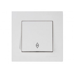 Выключатель проходной 1-клав. (скрытый, пруж. зажим) белый, RITA, MUTLUSAN