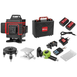 Нивелир лазерный WORTEX LL 0340 в чем. + аксессуары 4х360°, до 25 м, +/- 0.3 мм/м, зеленый