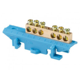 Шина "N" нулевая 6х9мм 6 групп c изолятором на DIN-рейку бол. стойка Юпитер