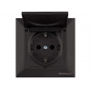 Розетка 1-ая (скрытая, с/з, с крышкой) черная, DARIA, MUTLUSAN