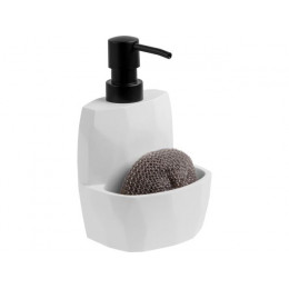 Диспенсер (дозатор) для моющего средства с подставкой для губки SYMPHONY, белый, PERFECTO LINEA