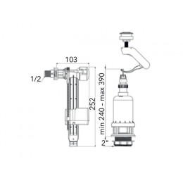 Арматура для смывного бачка с клапаном боковой подачи, AV Engineering