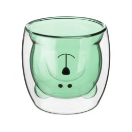 Стакан стеклянный с двойными стенками, 250 мл, зеленый, серия Bear, PERFECTO LINEA