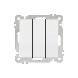 Выключатель 3-клав. (скрытый, без рамки, винт. зажим) белый, DARIA, MUTLUSAN