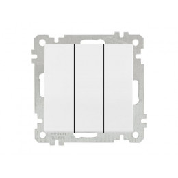 Выключатель 3-клав. (скрытый, винт. зажим) белый, ELITRA, MUTLUSAN