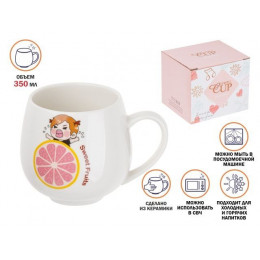 Кружка керамическая, 350 мл, Sweet fruits, грейпфрут, PERFECTO LINEA
