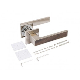 Ручка дверная  АЛЛЮР АРТ "ЛАНА" SN мат.никель/коричневое дерево (868KOD) ЗАЩИТ.ПЛЕНКА