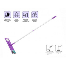 Швабра для пола с насадкой из микрофибры, фиолетовая, PERFECTO LINEA
