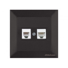 Розетка телефонная + компьютерная (RJ12+Cat5e, скрытая) черная, DARIA, MUTLUSAN