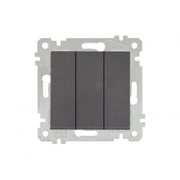 Выключатель 3-клав. (скрытый, без рамки, винт. зажим) дымчатый,, RITA, MUTLUSAN