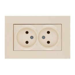 Розетка 2-ая (скрытая, б/з, керамика) кремовая, RITA, MUTLUSAN