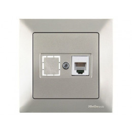 Розетка телефонная 1хRJ12 (скрытая) титан, DARIA, MUTLUSAN