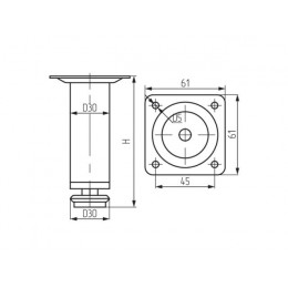 Опора мебельная круглая d30х100 мм, хром STARFIX
