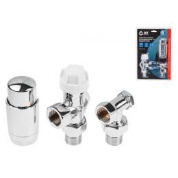 Комплект кранов осевой 1/2" для радиатора ХРОМ, AV Engineering (инд. упак.)