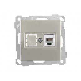 Розетка телефонная 1хRJ12 (скрытая, без рамки) титан, DARIA, MUTLUSAN