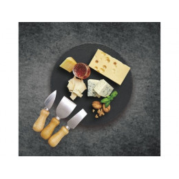 Набор для подачи сыра (блюдо сланец ф30см + 3 ножа), PERFECTO LINEA
