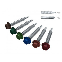 Саморез кровельный 4.8х35 мм цинк, шайба с прокл., PT1, RAL 7004 (4500 шт в коробе) STARFIX