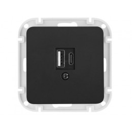 Розетка с двумя USB-разъемами (узел, скрытая) карбон, Astrum BYLECTRICA