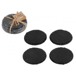 Подставка для посуды, 4 шт., ф10 см., сланец, PERFECTO LINEA